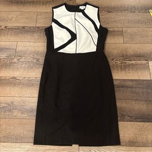 Per Se Black and White Geometric Midi Dress